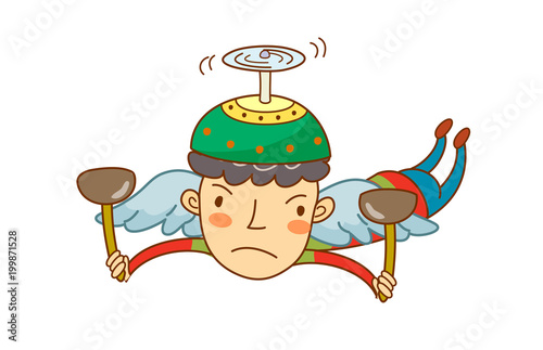 Close-up of boy flying