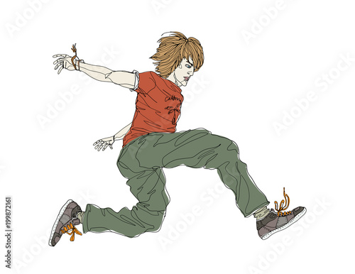 Side view of man jumping