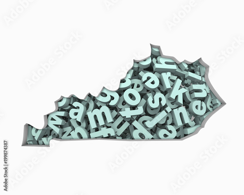 Kansas KS Letters Map Education Reading Writing Schools 3d Illustration photo