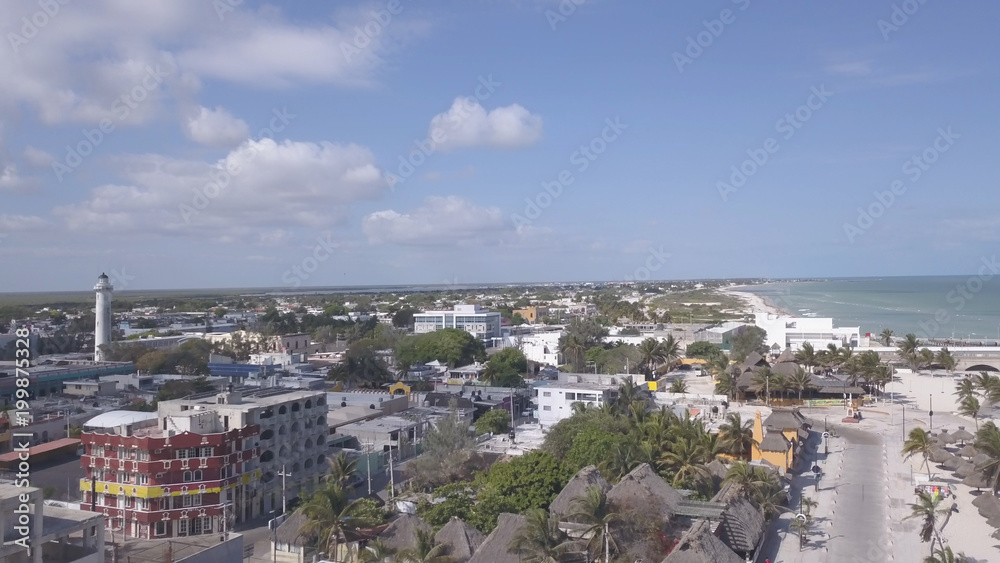 Fototapeta premium Progreso is an industrial city located near the capital of the state of Yucatan. From a bird's eye view it looks just amazing