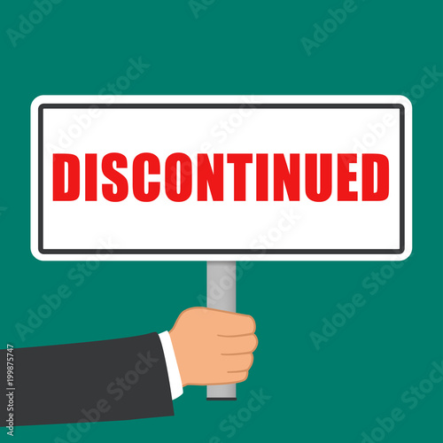 discontinued word sign flat concept