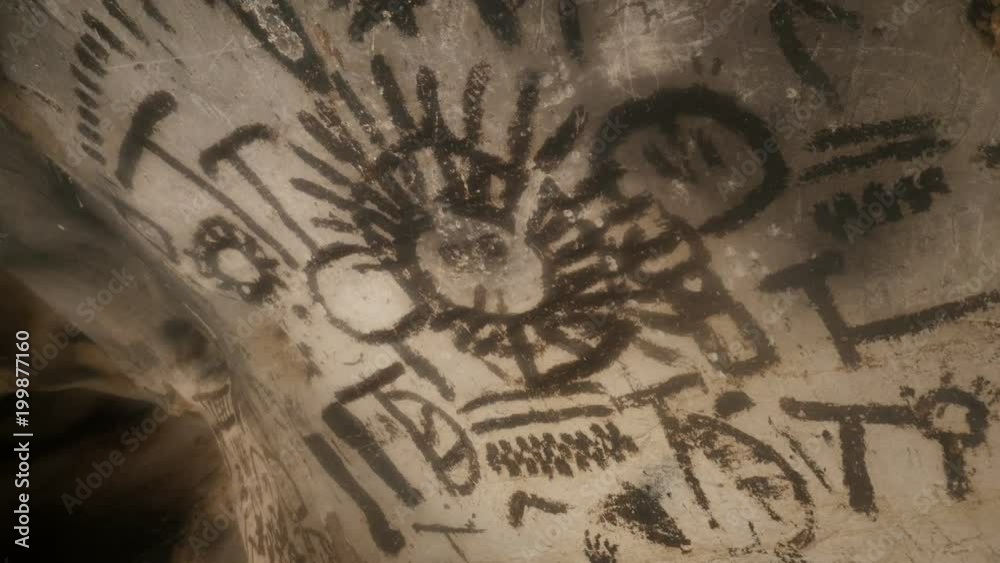 Paintings more than 7000 years old inside Magura cave slow tilt footage Paintings more than 7000 years old inside Magura cave slow tilt footage