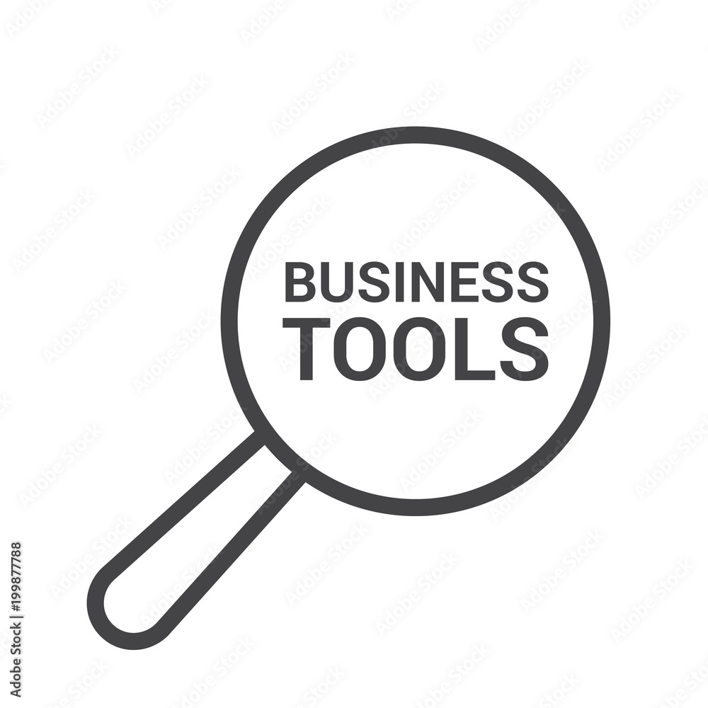 Finance Concept: Magnifying Optical Glass With Words Business Tools Finance Concept: Magnifying Optical Glass With Words Business Tools