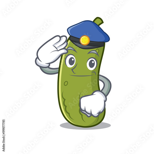 Police pickle character cartoon style