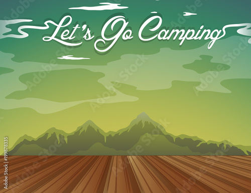 Background design with words let's go camping