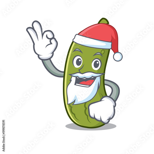 Santa pickle mascot cartoon style