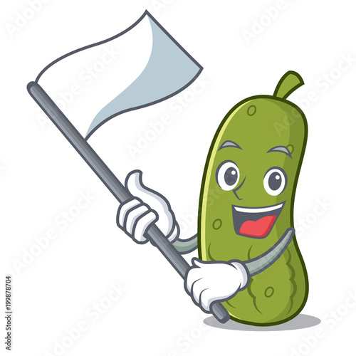 Flag pickle mascot cartoon style