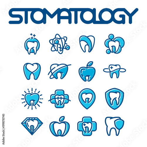 Vector dental label protection template illustration abstract stomatology mouth graphic oral element