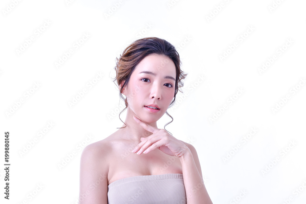 The concept of healthy beautiful woman. Beautiful women keep healthy. Beautiful women take care of skin health. Beautiful girl on white background The concept of healthy beautiful woman. Beautiful women keep healthy. Beautiful women take care of skin health. Beautiful girl on white background