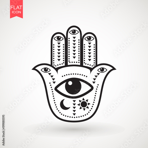 Hamsa or hand of Fatima, good luck charm, eps10 . Vector Indian hand drawn hamsa symbol. vector illustration.