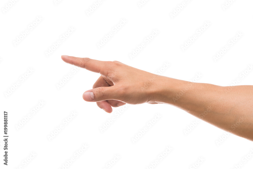Men hand showing the multi action over white background, include clipping path Men hand showing the multi action over white background, include clipping path