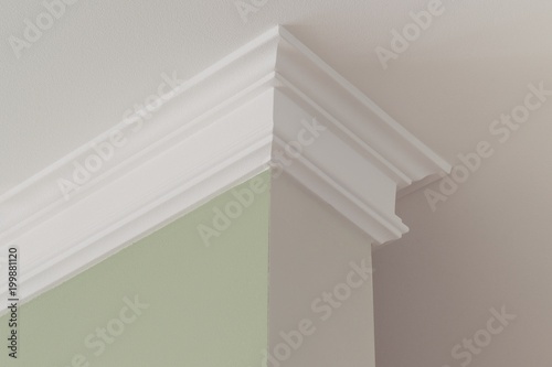 Ceiling moldings in the interior, a detail of intricate corner