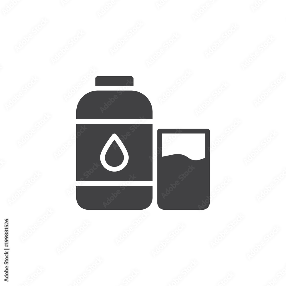 Water bottle and glass vector icon. filled flat sign for mobile concept and web design. Drink simple solid icon. Symbol, logo illustration. Pixel perfect vector graphics Water bottle and glass vector icon. filled flat sign for mobile concept and web design. Drink simple solid icon. Symbol, logo illustration. Pixel perfect vector graphics