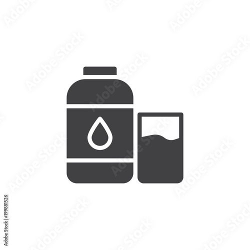 Water bottle and glass vector icon. filled flat sign for mobile concept and web design. Drink simple solid icon. Symbol, logo illustration. Pixel perfect vector graphics
