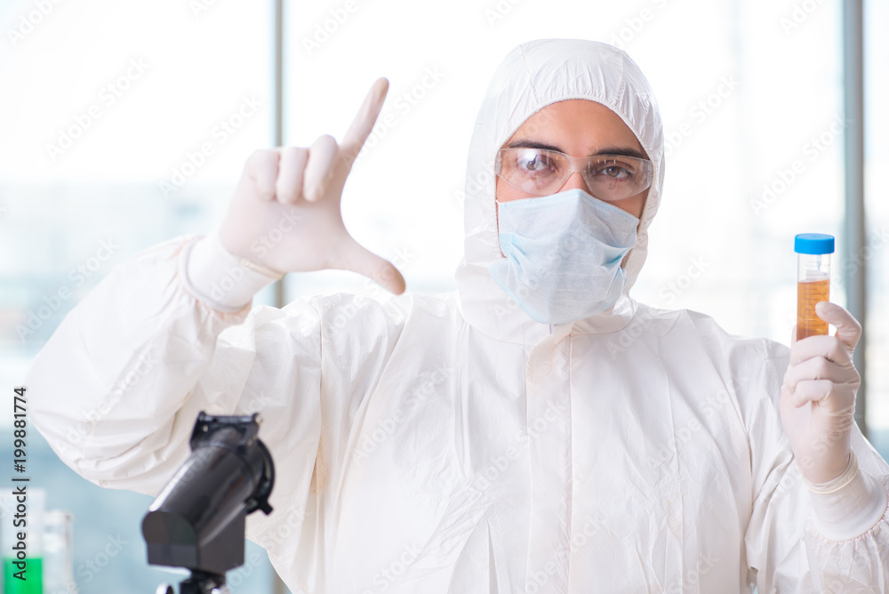 Medical concept with doctor and test tube Medical concept with doctor and test tube