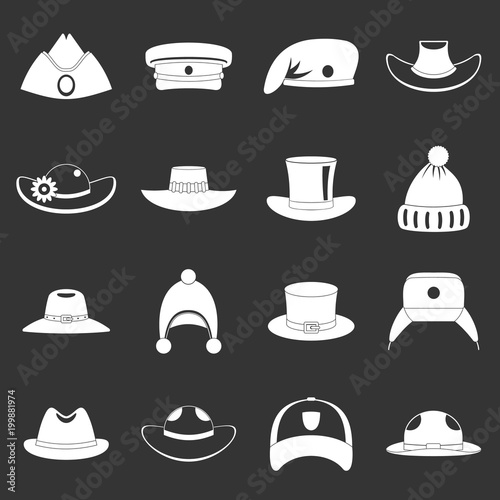 Headdress hat icons set grey vector