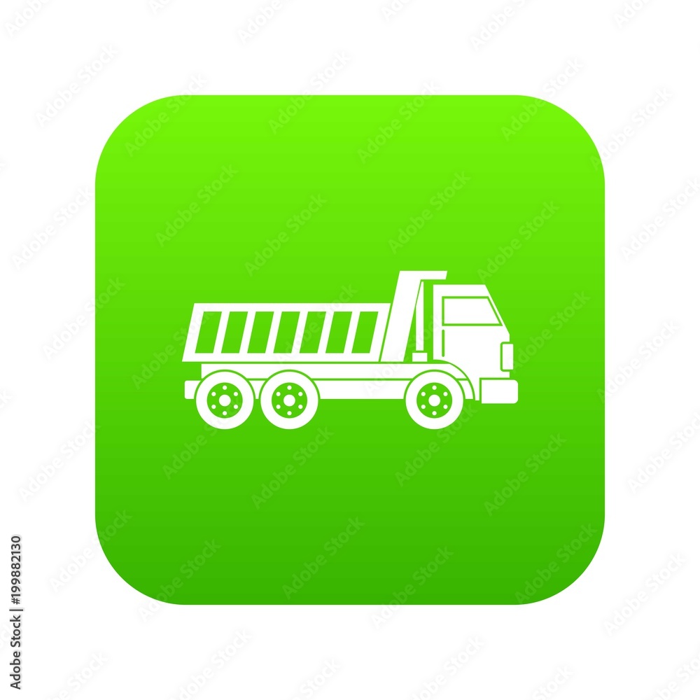 Dumper truck icon digital green