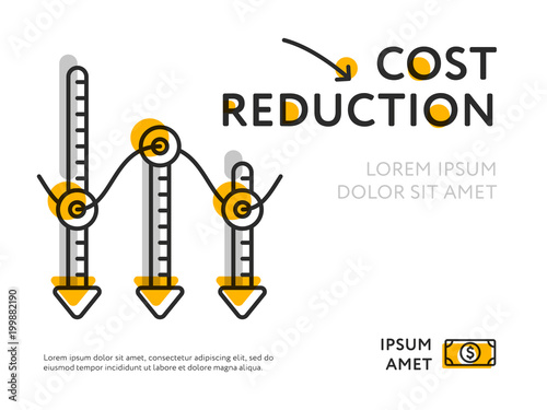 Flat design of infographic graph with lowering of prices and minimalist elements. 