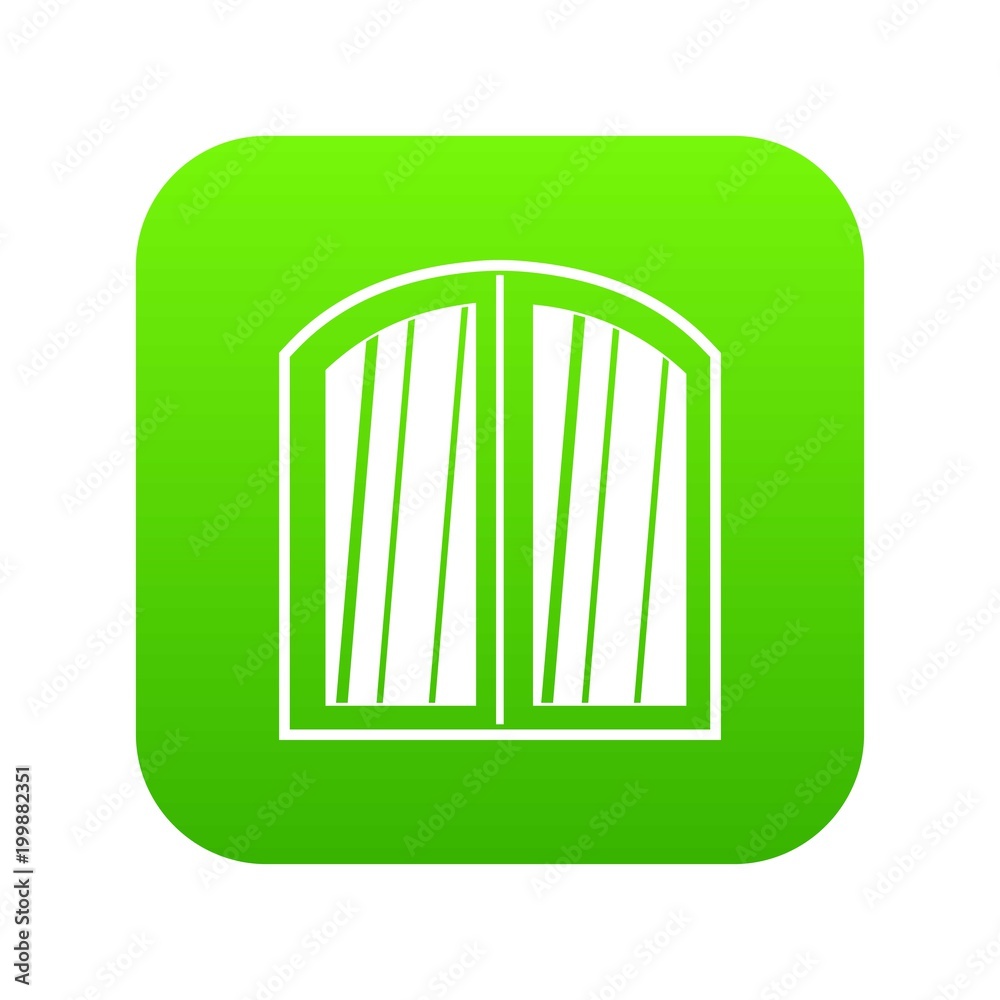 White window arched frame icon digital green White window arched frame icon digital green