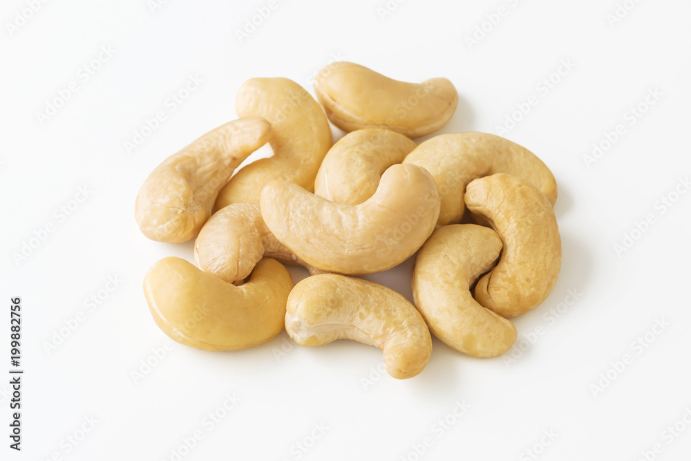 Raw cashew nuts closed up