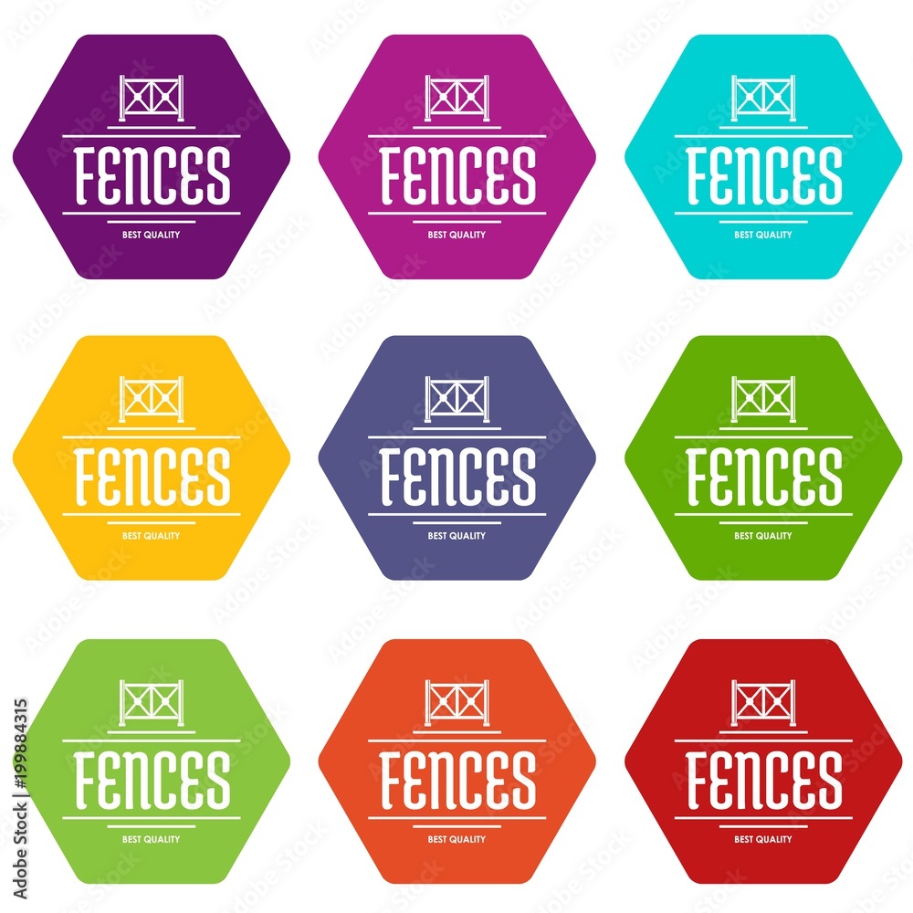 Fototapeta premium Fence quality icons set 9 vector
