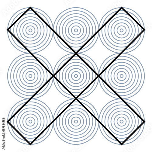 Graphic fiction and visual paradox. Hypnotic optical illusion. Different magical shapes to deceive brain. Print pattern or wallpaper.
