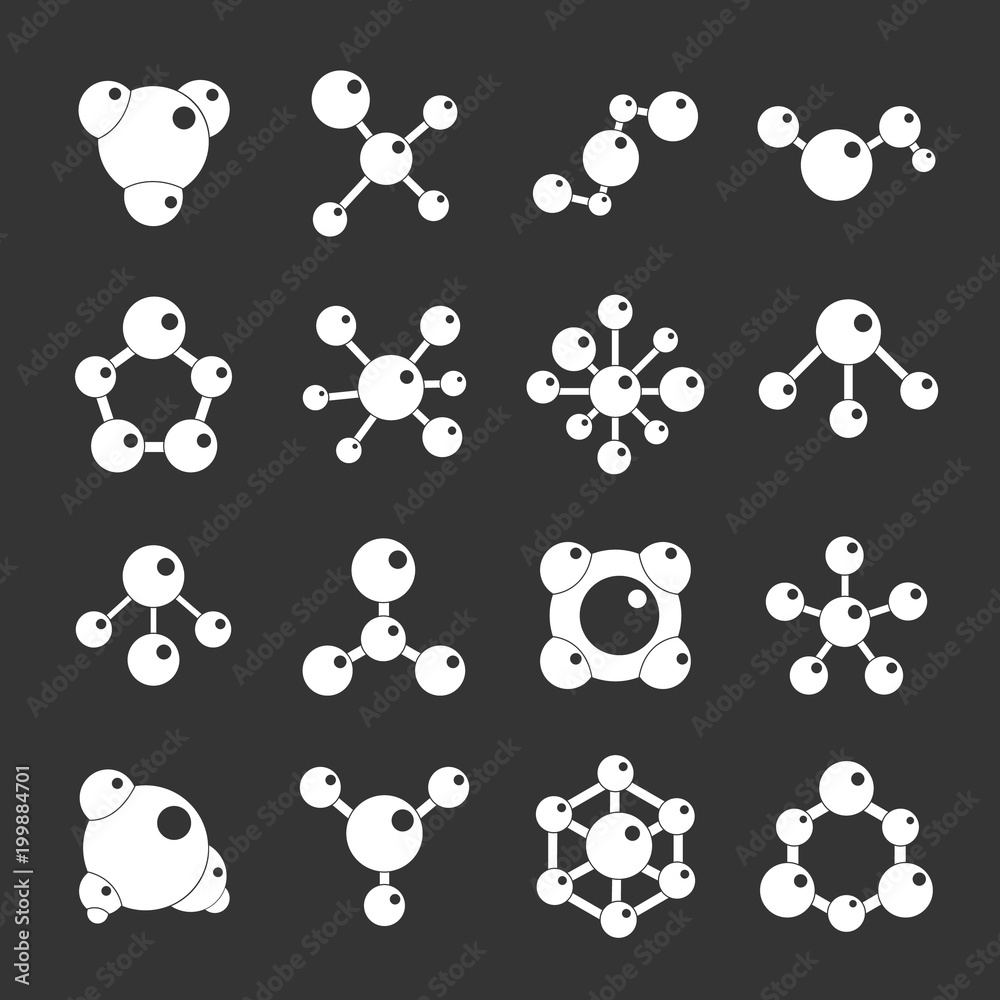 Molecule icons set grey vector Molecule icons set grey vector