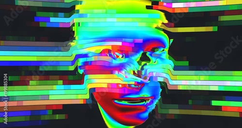 Animation of Digital Human Head on Colorful Noisy Moving Lines