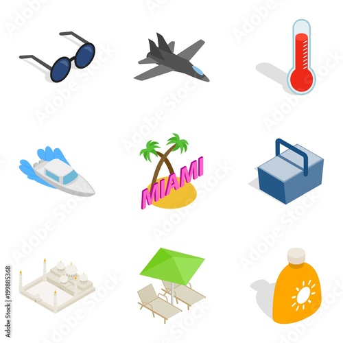 Clambake icons set, isometric style
