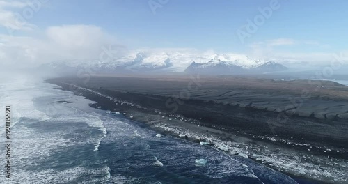 Wallpaper Mural The black sand beach in Iceland. Aerial view and top view. Beautiful natural backdrop. Torontodigital.ca