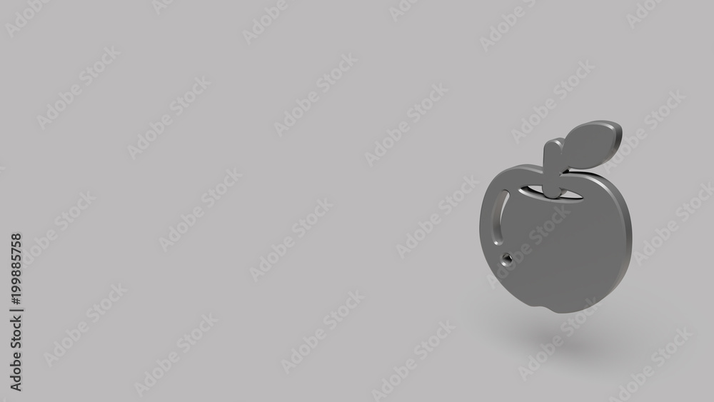 3D Icon of apple fruit isolated on a grey background.