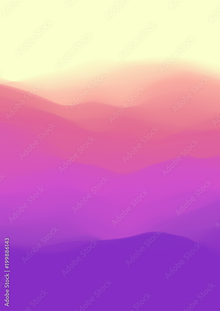 Colorful fluid dynamic wavy structure. Smooth gradient surface. Modern abstract illustration. Vivid iridescent clouds. Flowing digital vapor. Phone screen background wallpaper. Element of design.