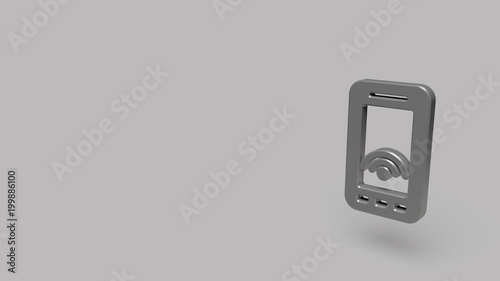 3D Icon of smartphone isolated on a grey background.