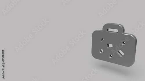 3D Icon of suitcase isolated on a grey background.