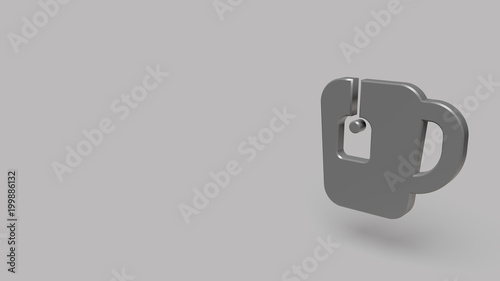 3D Icon of tea cup isolated on a grey background.