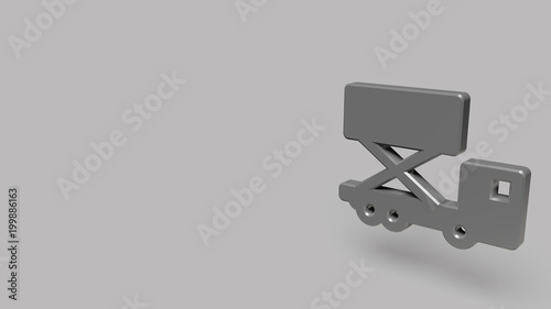 3D Icon of trailer isolated on a grey background.