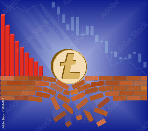 coin of litecoin falls down with drop chart