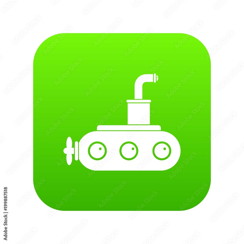 Submarine icon digital green Submarine icon digital green