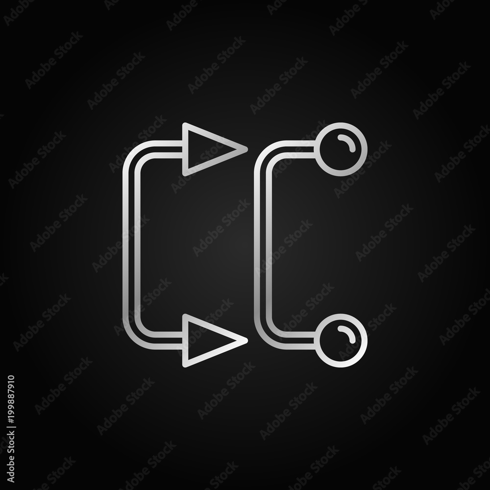 Two piercing curved barbells silver thin line vector icon Two piercing curved barbells silver thin line vector icon