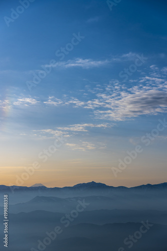Fototapeta Naklejka Na Ścianę i Meble -  明けの南アルプス連峰と富士山