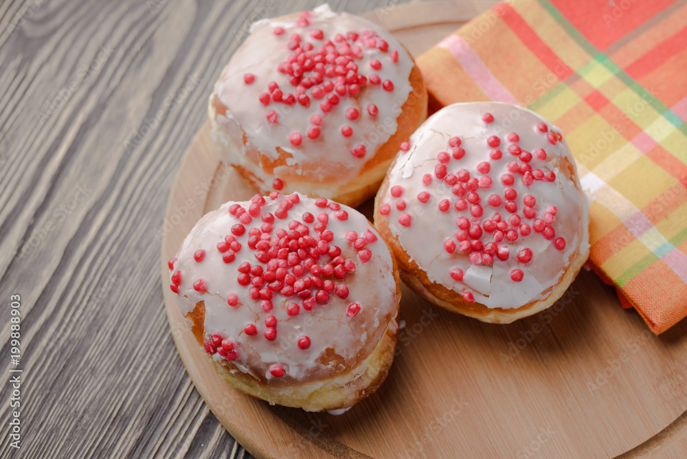 Traditional Polish donuts with a filling,donuts with jam,donuts with chocolate Traditional Polish donuts with a filling,donuts with jam,donuts with chocolate