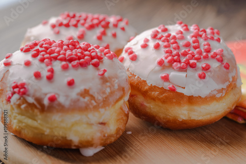 Traditional Polish donuts with a filling,donuts with jam,donuts with chocolate