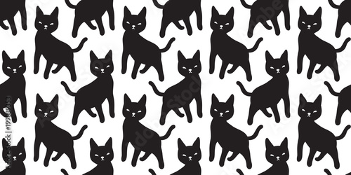 cat seamless pattern black cat vector kitten Halloween isolated repeat background wallpaper illustration
