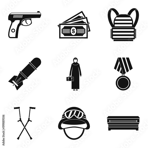 Quadro em tela Chastisement icons set, simple style