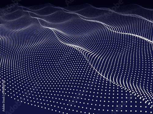 Abstract wave blue background. Wavy structure with dots. Vector illustration.