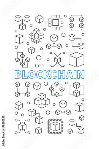 Blockchain technology vertical background or poster