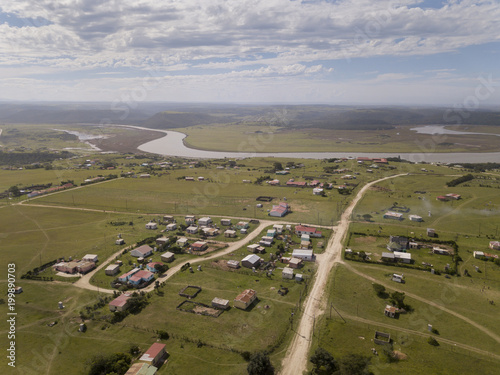 Aerial view of a remote village in southern africa