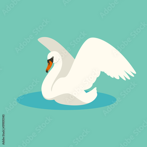   swan vector illustration flat style profile side