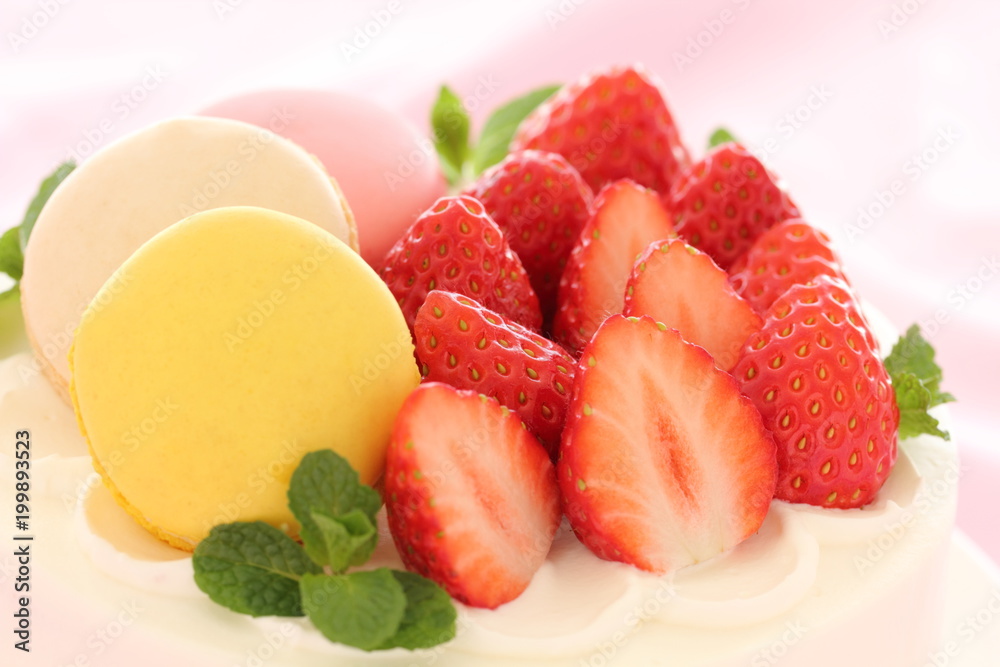 苺とマカロンのケーキ 苺とマカロンのケーキ