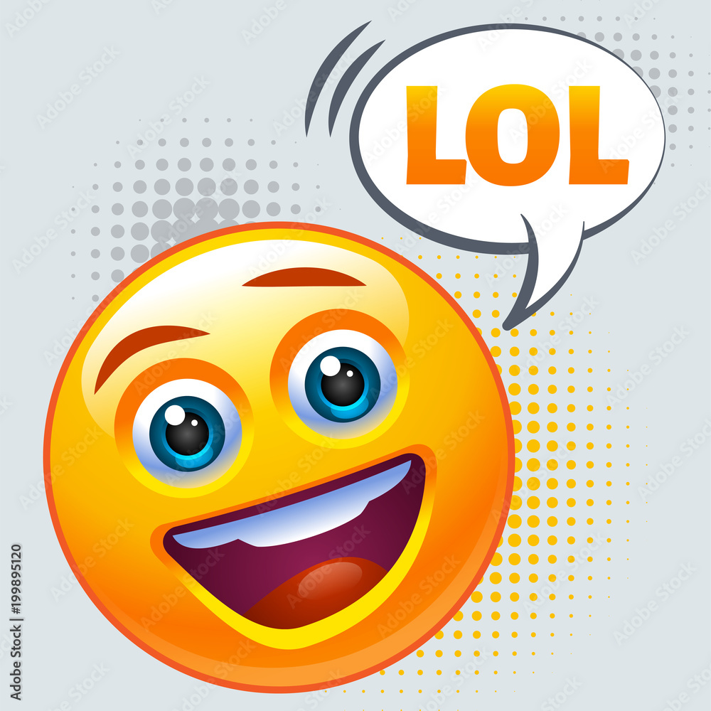 Emoticon laughing out loud. LOL sign. Emoticon laughing out loud. LOL sign.